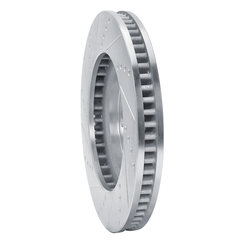 Cadillac CTS Brake Rotor (1) - Front Right - R1 Concepts - Drilled & Slotted - Silver - `03-`07